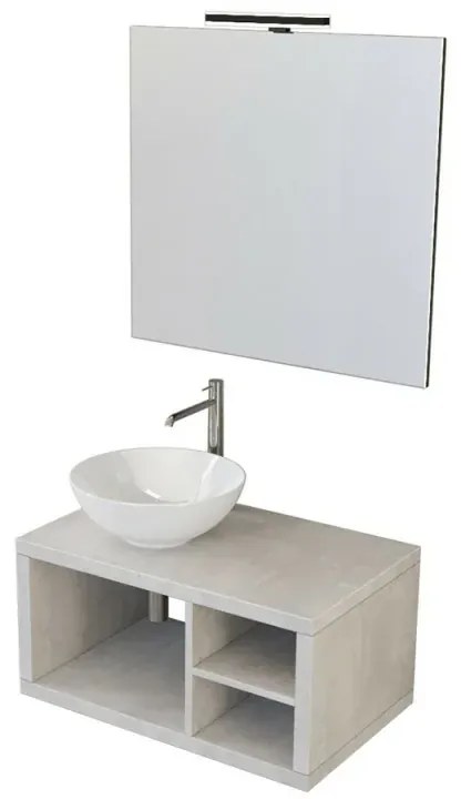 Mobile bagno sospeso 80 cm grigio nuvola Master lavabo 40 e specchio