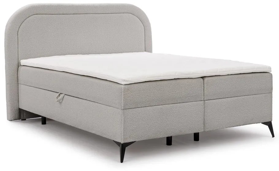 Letto boxspring grigio chiaro con contenitore 140x200 cm Ornes – Ropez