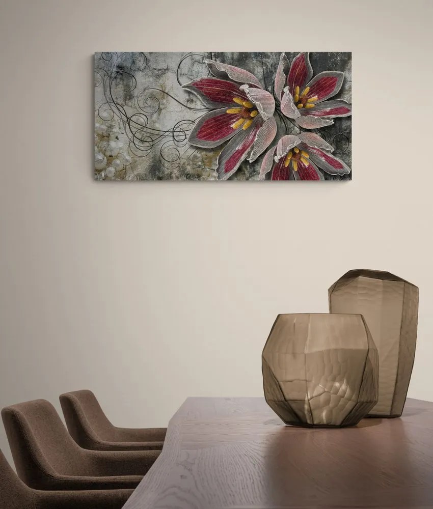 Stampa su tela – Fiori con perle