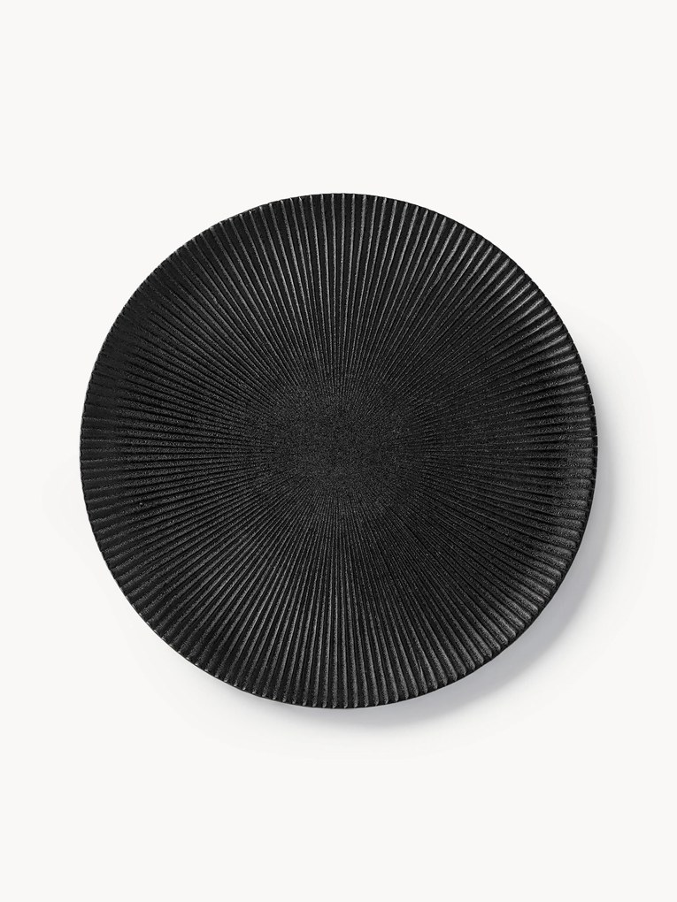 Piatto piano opaco con struttura rigata Neri