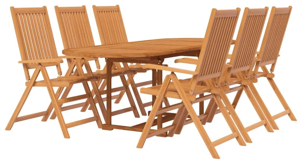 Set mobili da pranzo per giardino 7 pz legno massello di acacia