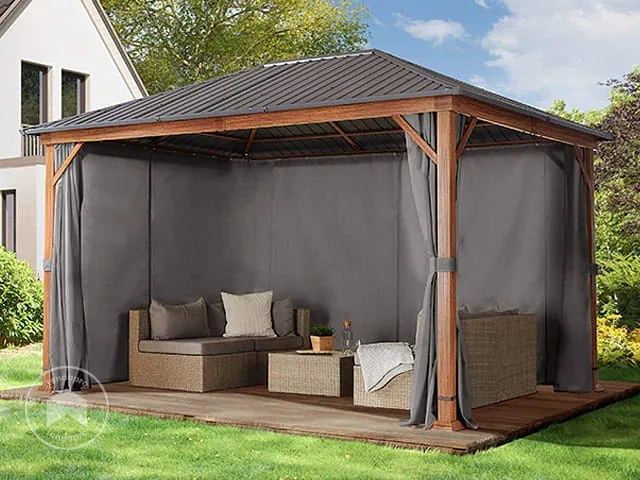 TOOLPORT Gazebo da giardino Forest Superior loft grigio, 3x4 m look rovere - (300185)