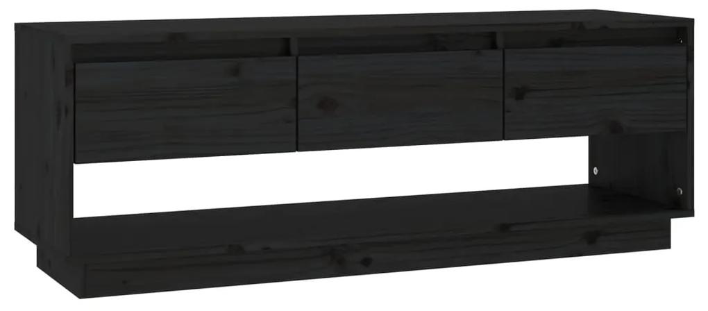 Mobile porta tv nero 110,5x34x40 cm in legno massello di pino