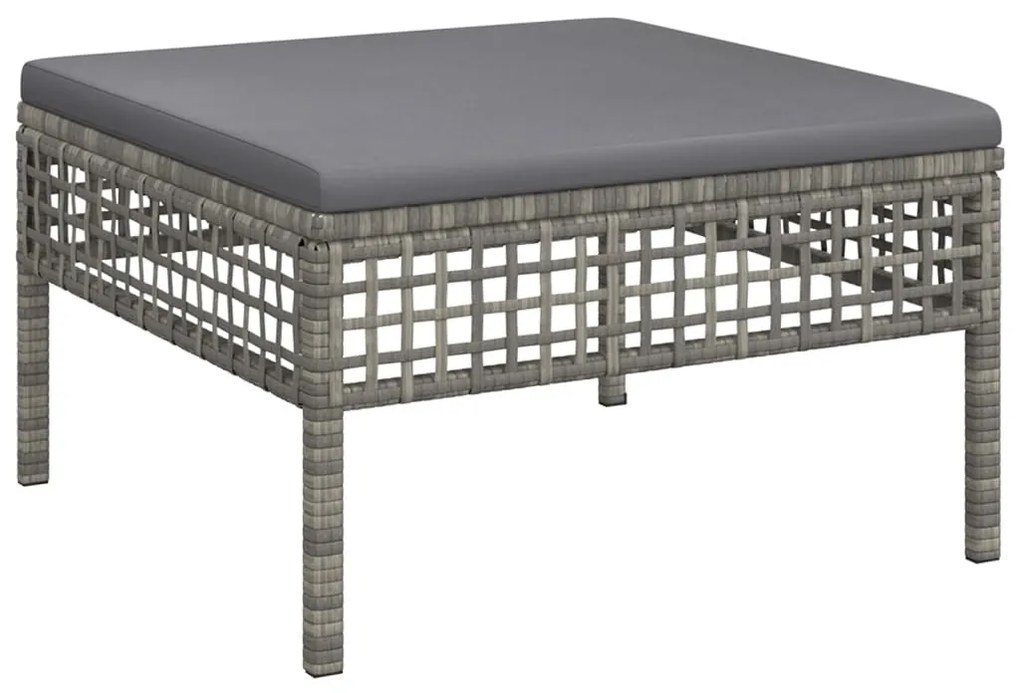 Set Divani da Giardino 8 pz con Cuscini in Polyrattan Grigio