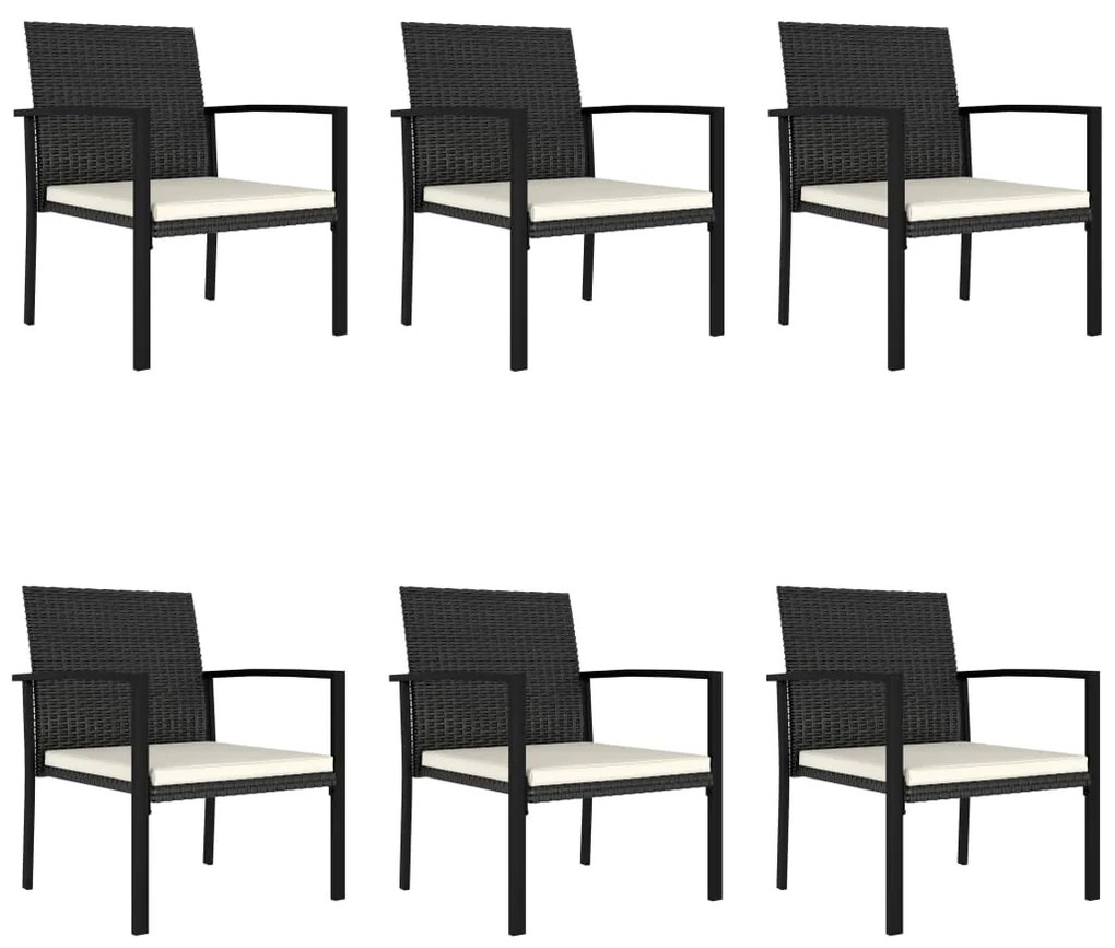 Set da Pranzo da Giardino 7 pz in Polyrattan Nero