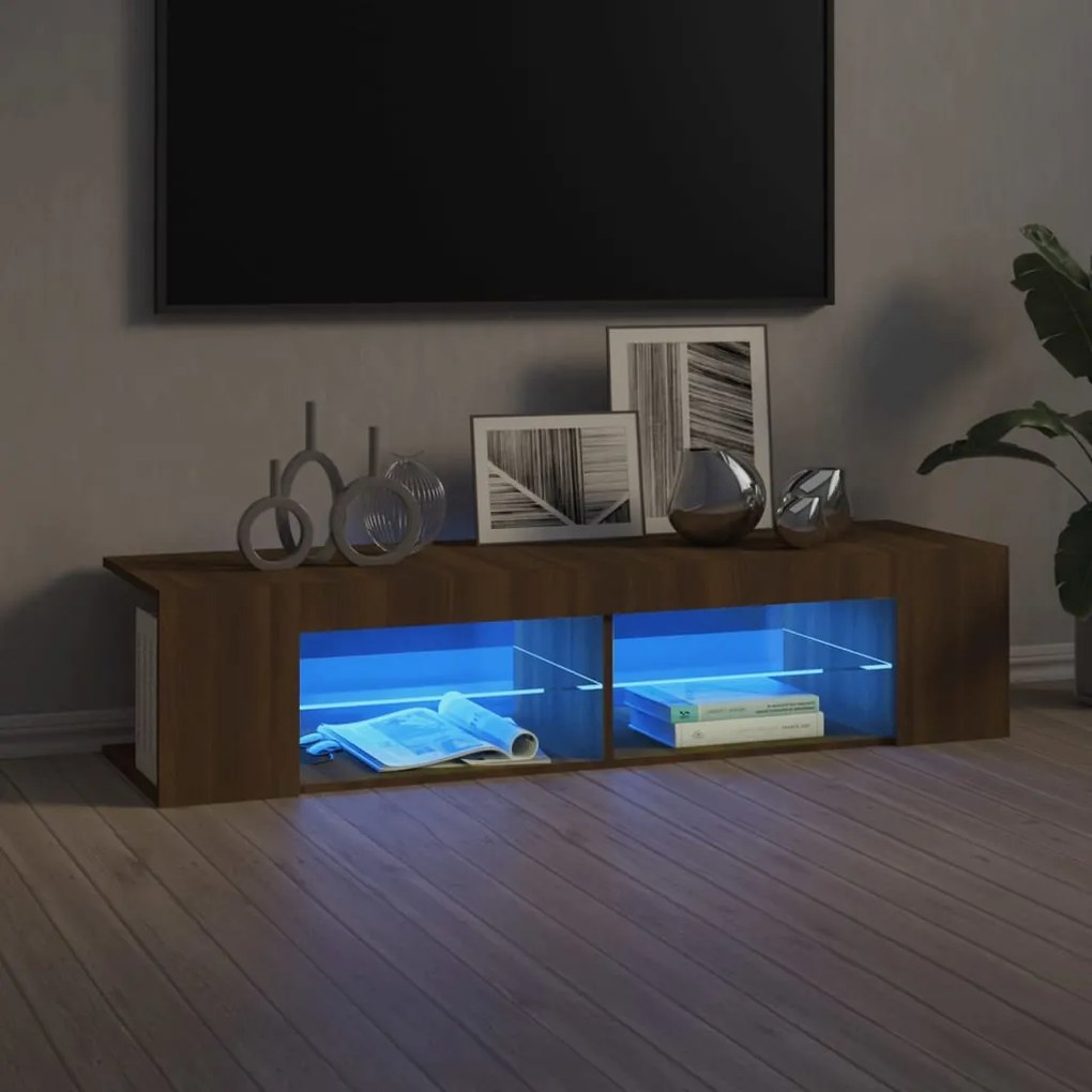Mobile Porta Tv Con Luci Led Rovere Marrone 135x39x30 Cm /