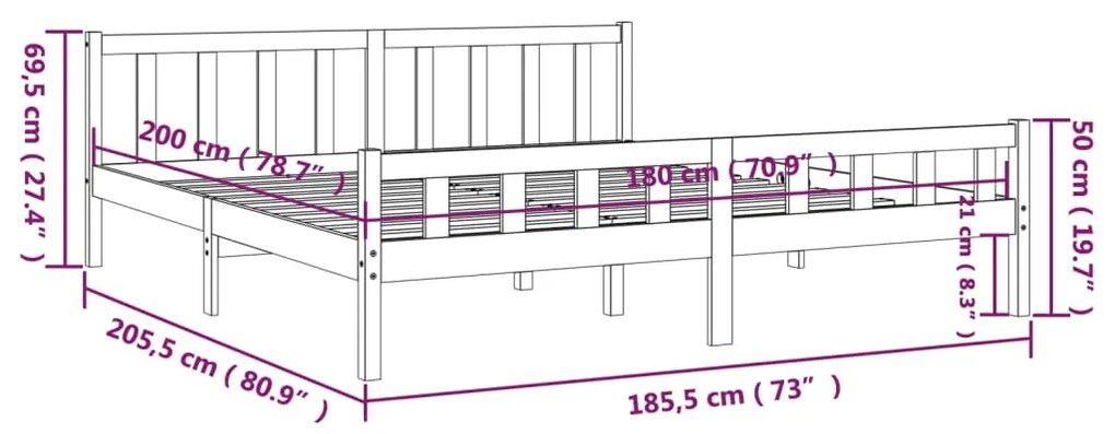 Giroletto Bianco in Legno Massello 180x200 cm Super King