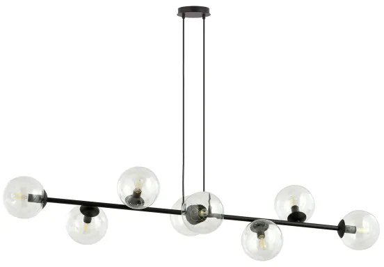 Lampadario a sospensione con filo ROSSI 8xE14/10W/230V nero/limpido
