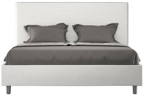Letto matrimoniale senza rete imbottito 160x190 similpelle bianco Focus