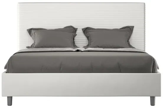 Letto senza rete imbottito 160x190 similpelle bianco Focus