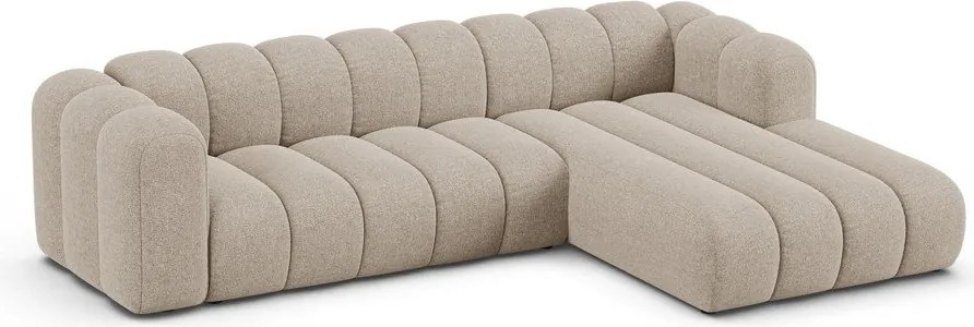 Divano angolare beige (con penisola a destra/con chaise lounge) con rivestimento in ciniglia Lupine – Micadoni