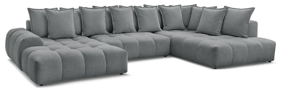 Divano angolare grigio scuro allungabile e con contenitore (penisola a destra/a U) con rivestimento in ciniglia Everest – Bobochic Paris