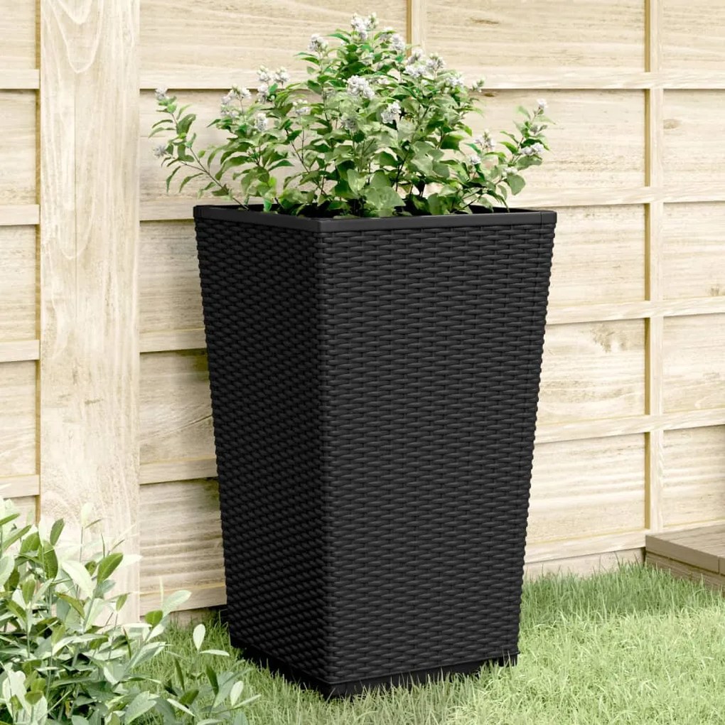 Fioriere Da Giardino 4 Pz Nere 32,5x32,5x57 Cm İn Pp /
