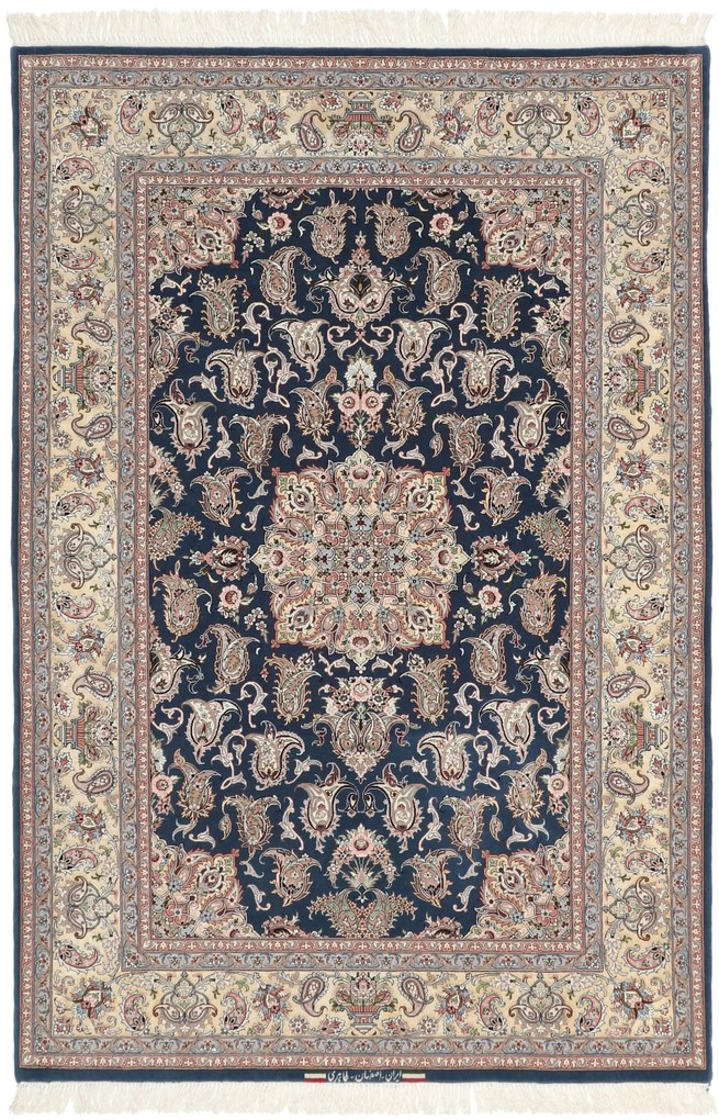 Isfahan Tappeto 130x200 (Iran) Annodato A Mano