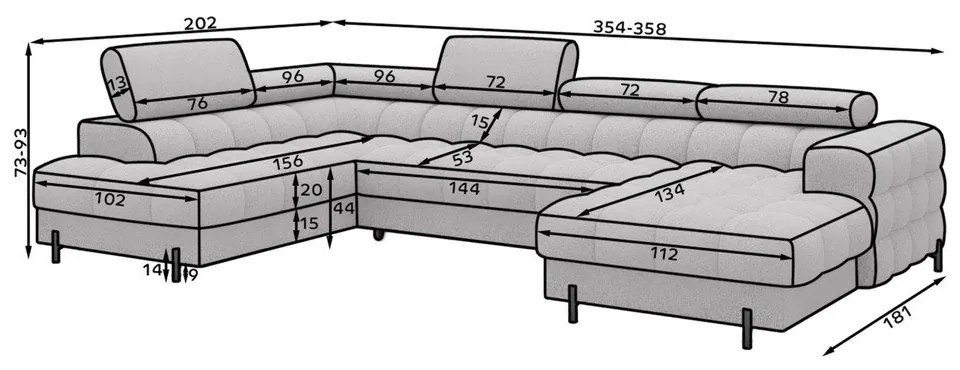 Divano angolare grigio scuro allungabile (con penisola a sinistra/a U) con rivestimento in bouclé Feraria – ELTAP