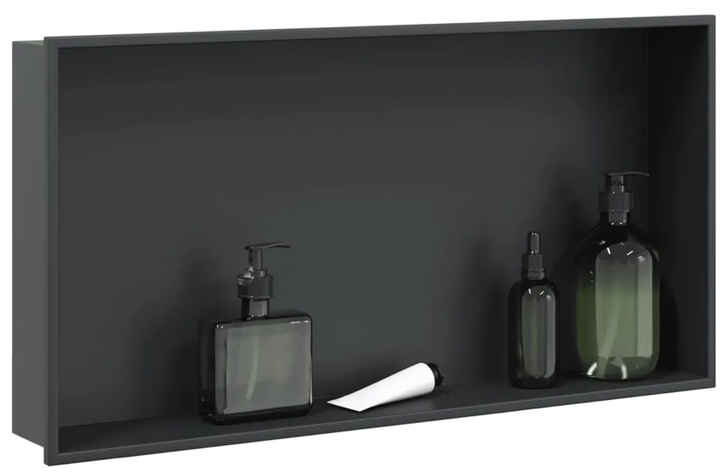 Nicchia Per Doccia Nero Opaco 62x32x9cm İn Acciaio Inox /