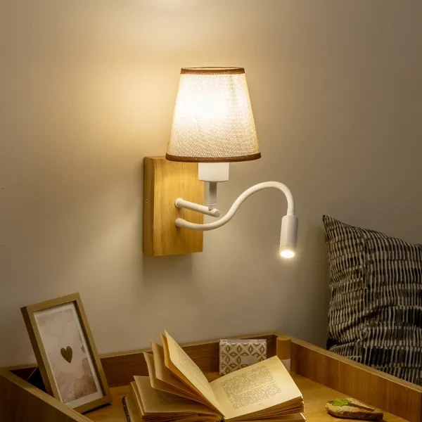 Brilagi - Applique a LED NUBILA WOOD 1xE27/25W/230V + LED/3W quercia/marrone