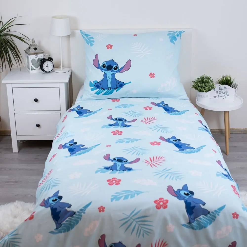 Biancheria da letto per bambini in cotone blu per letto singolo 140x200 cm Lilo and Stitch "Blue" - Jerry Fabrics