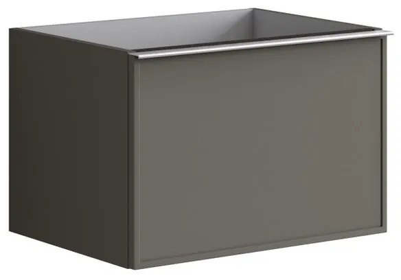 Mobile da bagno sotto lavabo Pixel frame grigio carbone e maniglia alluminio brillante laccato L 60 x H 40 x P 45.5 cm 2 cassetti, lavabo non incluso