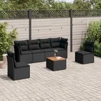 Set Divani da Giardino con Cuscini 7pz Nero Polyrattan 3255880