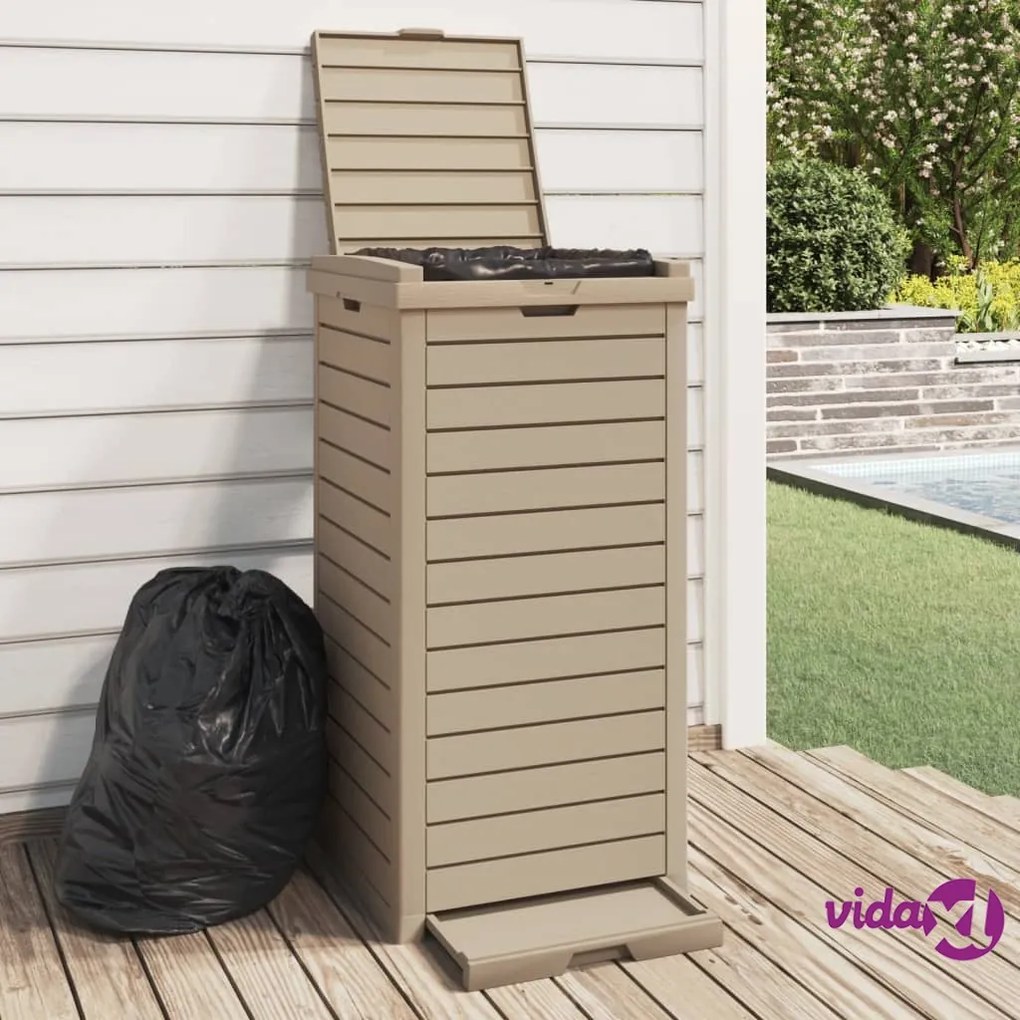 vidaXL Cestino per Rifiuti da Esterno Marrone 41x41x86cm Polipropilene