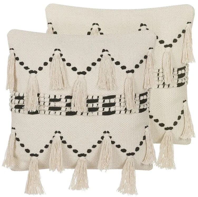 Set di 2 cuscini 45 x 45 cm Beige e nero THONDI Beliani