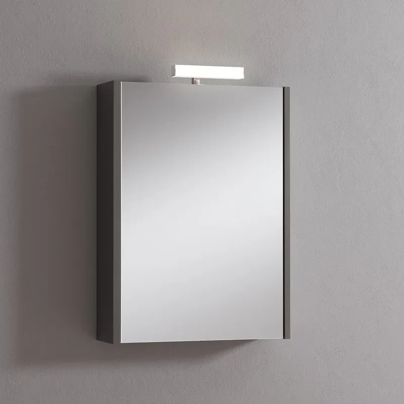 Pensile con luce Akira laccato lucido grigio L 51.5 x H 70 x P 15.5 cm