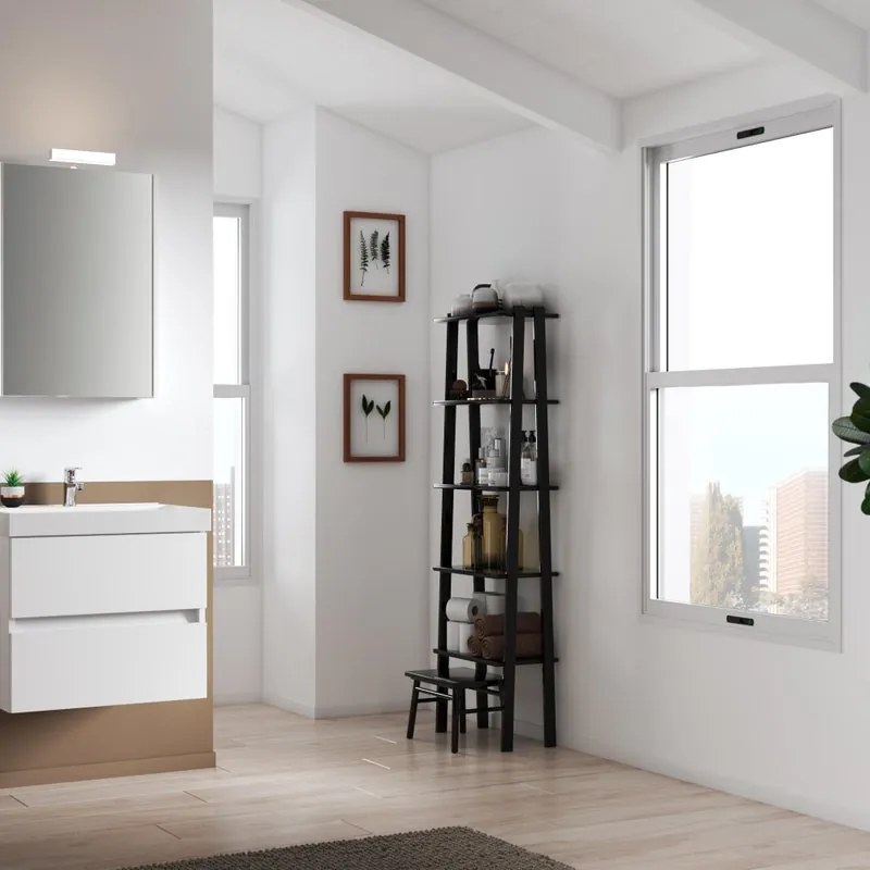 Mobile bagno sospeso con lavabo L 59.5 x H 50 x P 45.5 cm laccato opaco bianco 2 cassetti per vasca centrale Kora