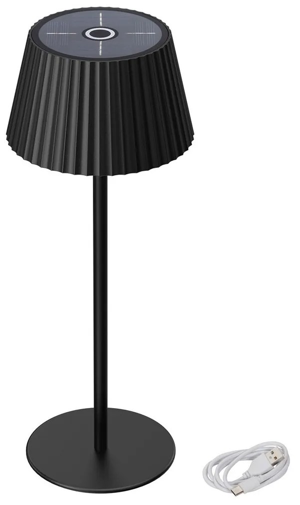 Lampada da Tavolo Solare 2.2W IP54 CCT Dimmerabile - Nera