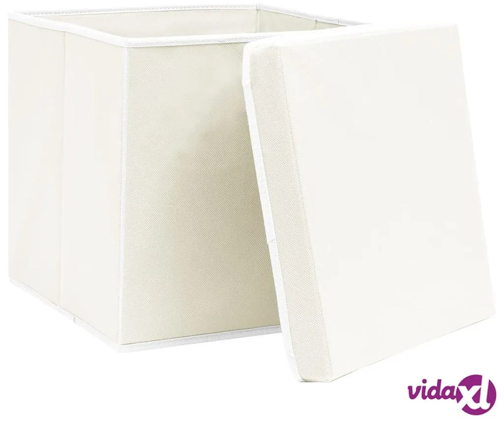 vidaXL Scatole Portaoggetti con Coperchi 4pz Bianco 32x32x32cm Tessuto