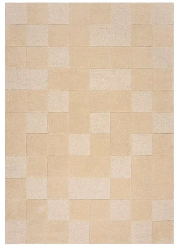 Tappeto in lana beige 200x290 cm Checkerboard - Flair Rugs