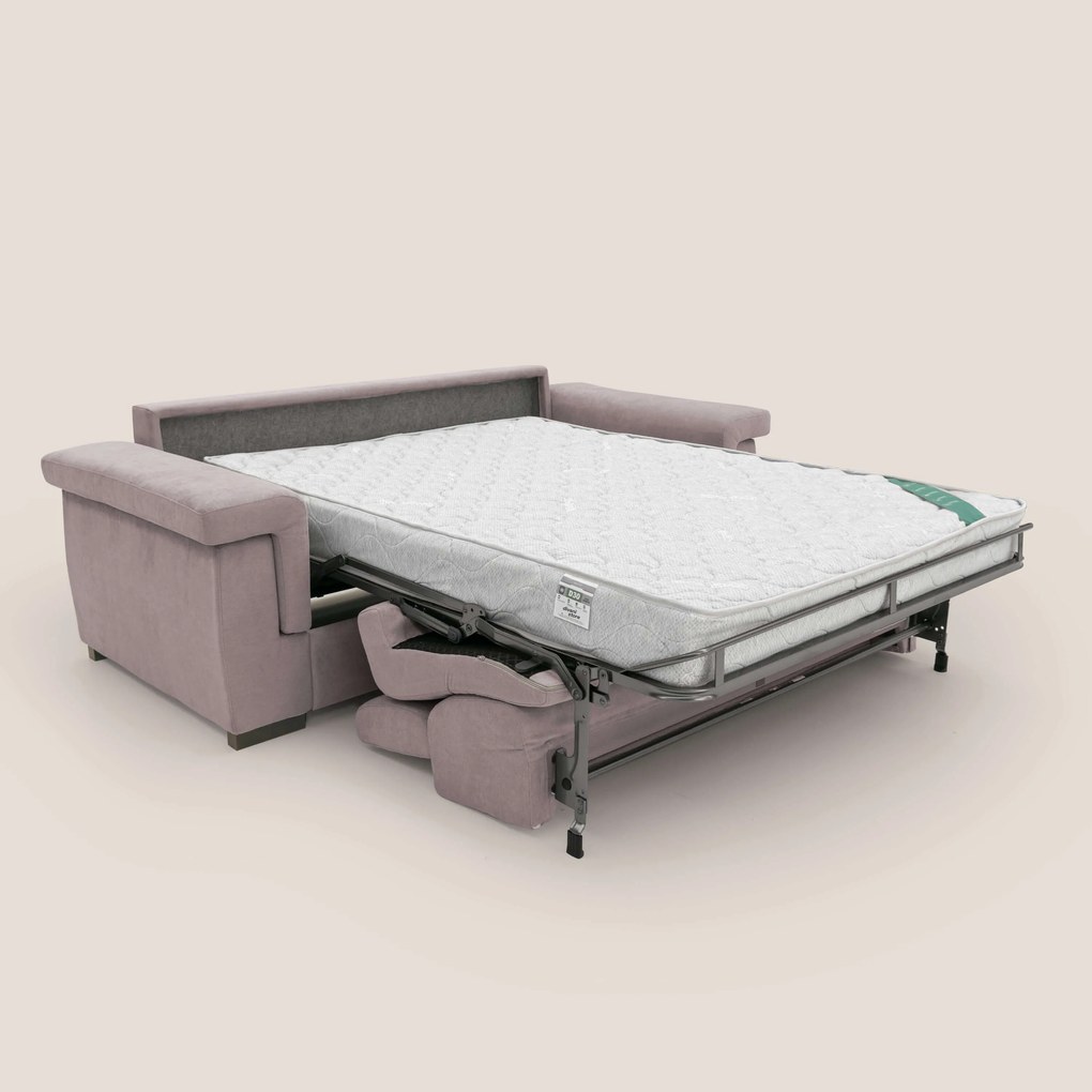 Bjorn divano letto sfoderabile con materasso H18 cm e poggiatesta reclinabili in tessuto impermeabile T02 rosa