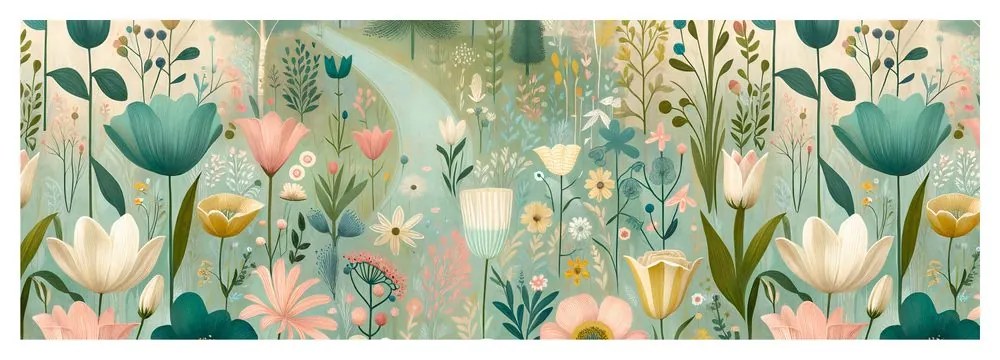 Quadro su tela – Prato in fiore nella valle silenziosa