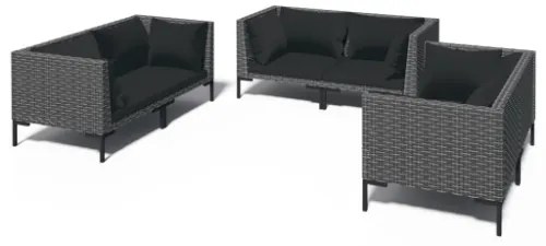 Set Divani Giardino 6 pz con Cuscini in Polyrattan Grigio Scuro