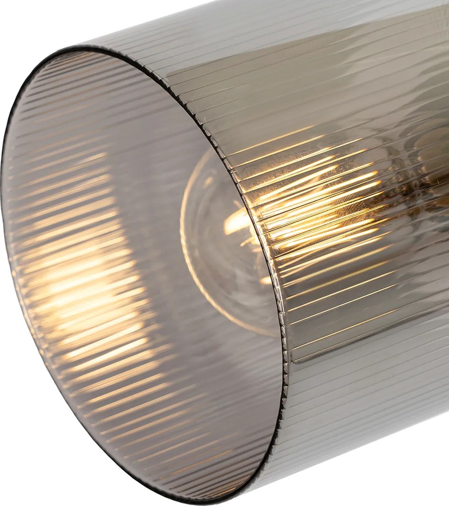 Faretto da soffitto nero con vetro fumé 4 luci orientabili - Laura