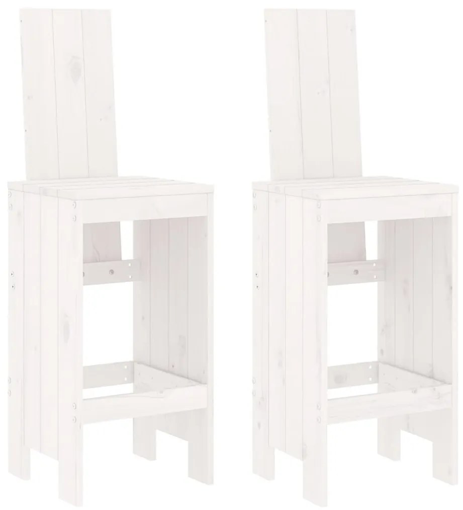 Sgabelli da bar 2pz bianchi 40x42x120 cm legno massello pino