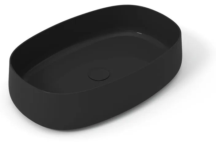 Lavabo da appoggio OLYMPIA CERAMICA ovale piletta non inclusa in ceramica L 60 x H 15 x P 40 cm nero piletta non inclusa