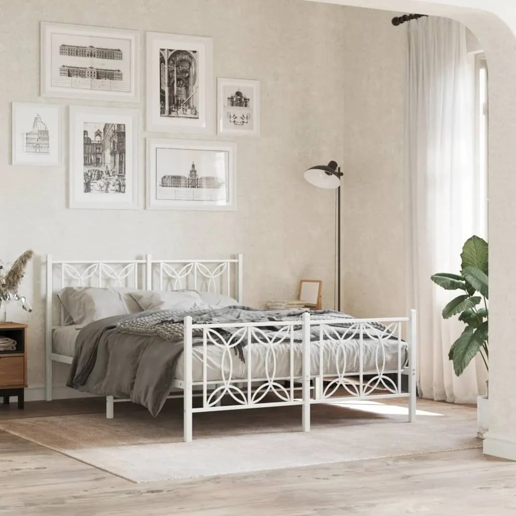 Giroletto con testiera e pediera metallo bianco 140x190 cm