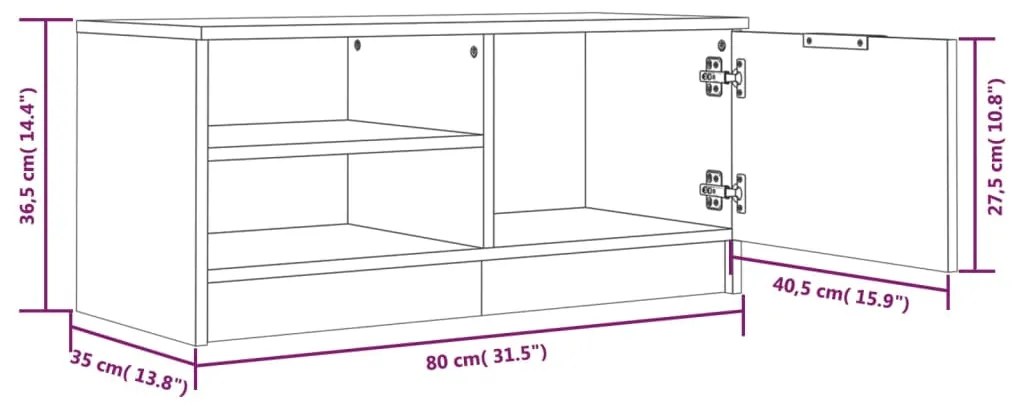 Mobili Porta TV 2pz Bianco Lucido 80x35x45 cm Legno Multistrato