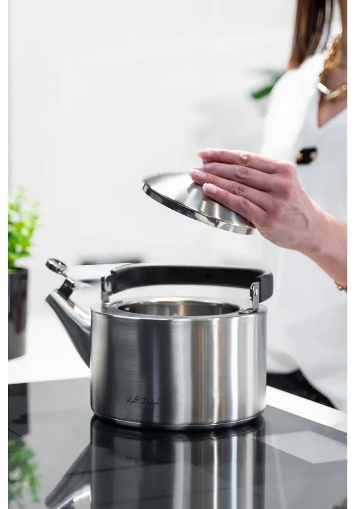 Bollitore in acciaio inox smerigliato con stantuffo , 1,5 l Diamante - Vialli Design