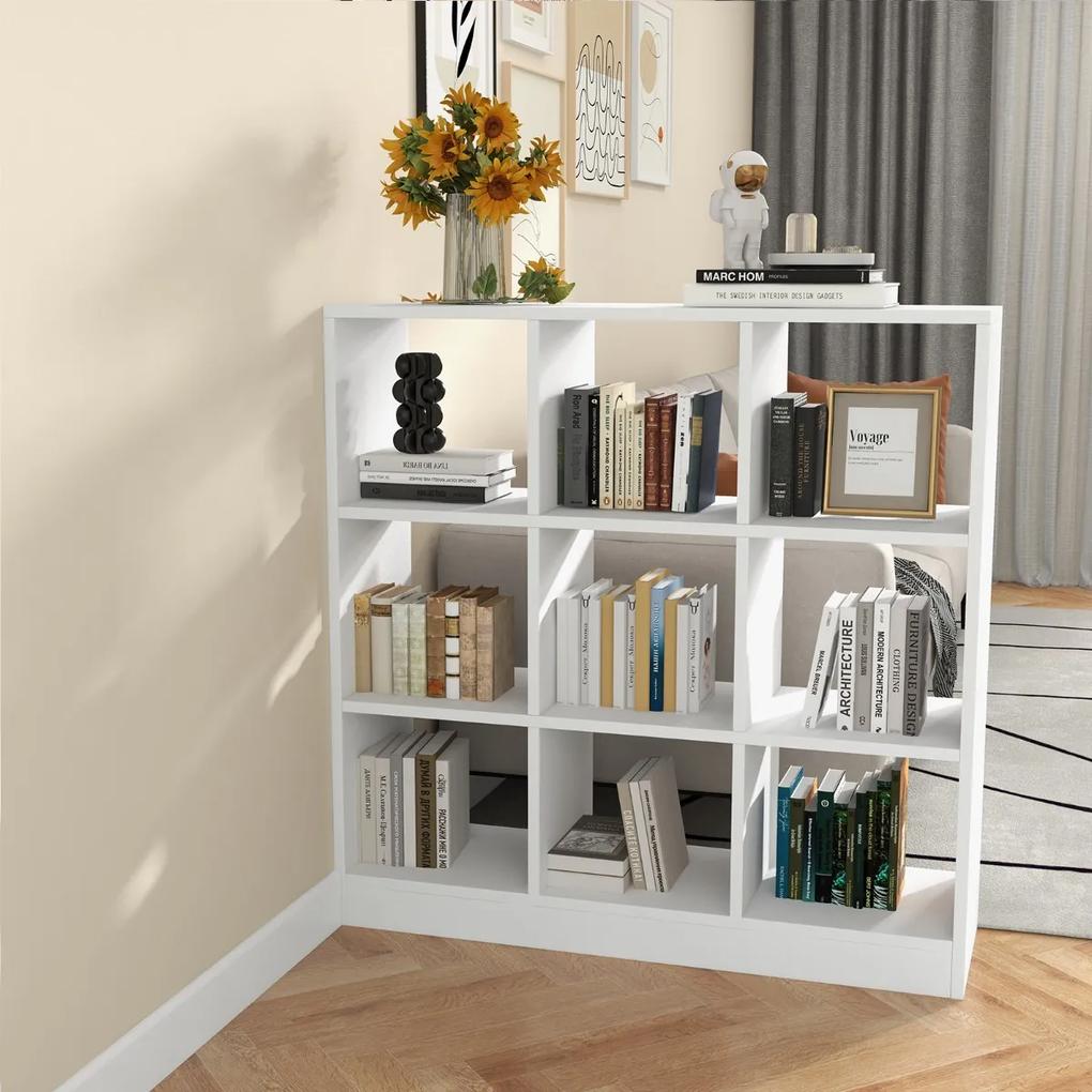 Costway Libreria in legno a 9 cubi per libri giocattoli decorazioni, Scaffale porta piante con kit antiribaltamento Bianco