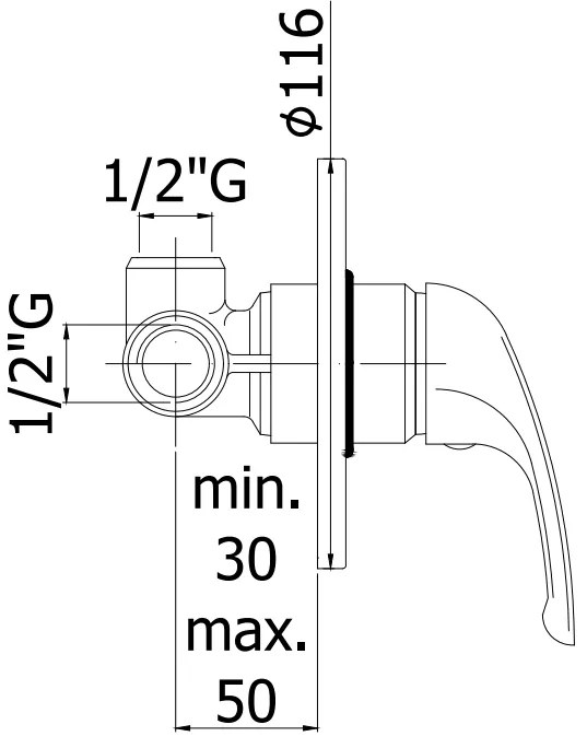 Paffoni Apollo 3 Apm3010 Miscelatore Incasso Doccia 1 Uscita Senza Deviatore con piastra 11,6 cm Cromo