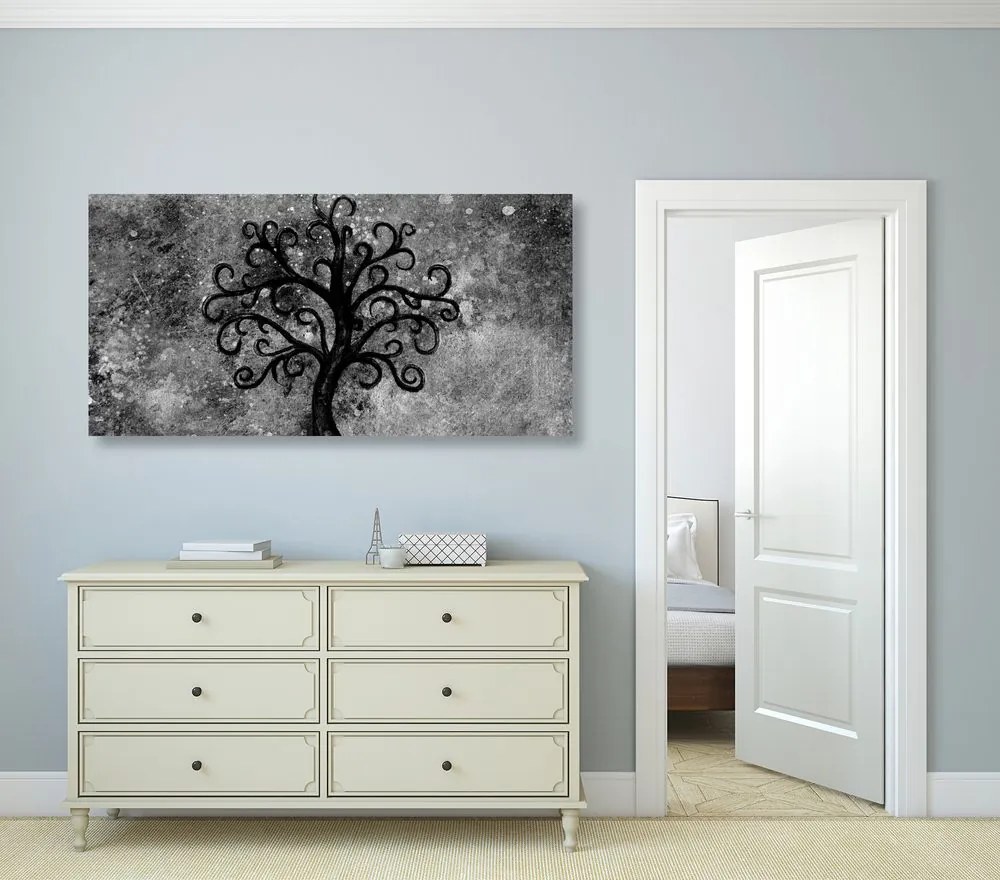 Stampa su tela – Albero della vita in bianco e nero