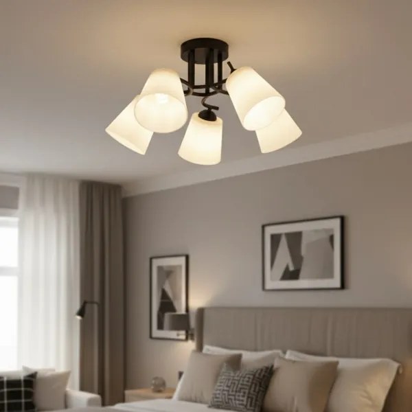 Plafoniera PAFOS 5xE27/15W/230V nera