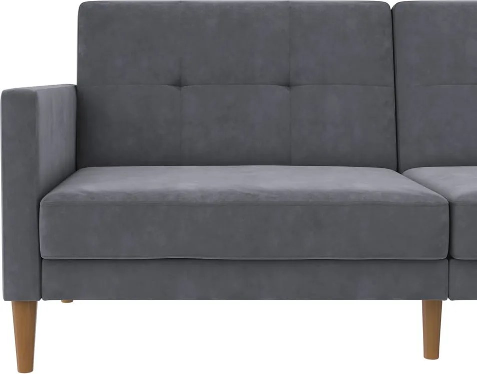 Divano grigio allungabile con rivestimento in velluto 207 cm Lilly – Støraa