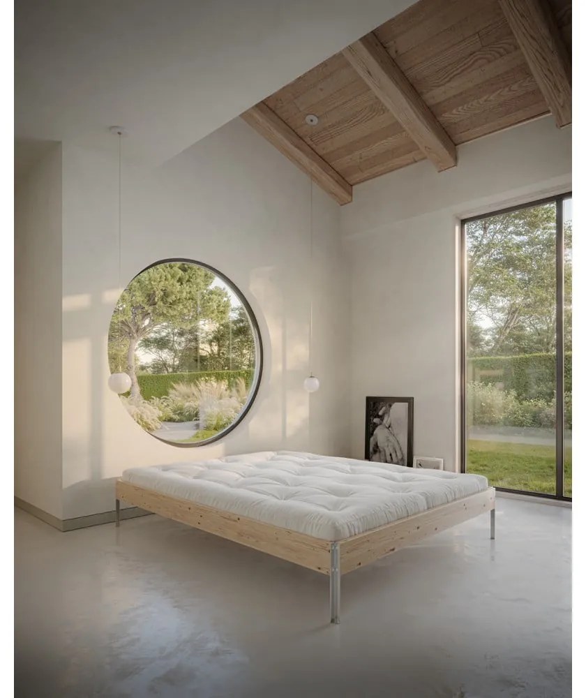 Letto matrimoniale marrone in pino massiccio con rete inclusa 180x200 cm Core – Karup Design