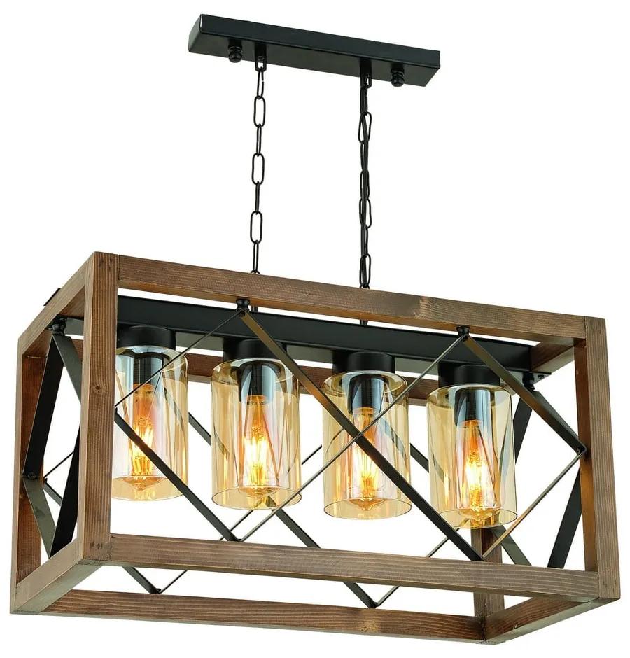 Lampada a sospensione in legno di carpino Zikzak Camlı 4lü - Opviq lights