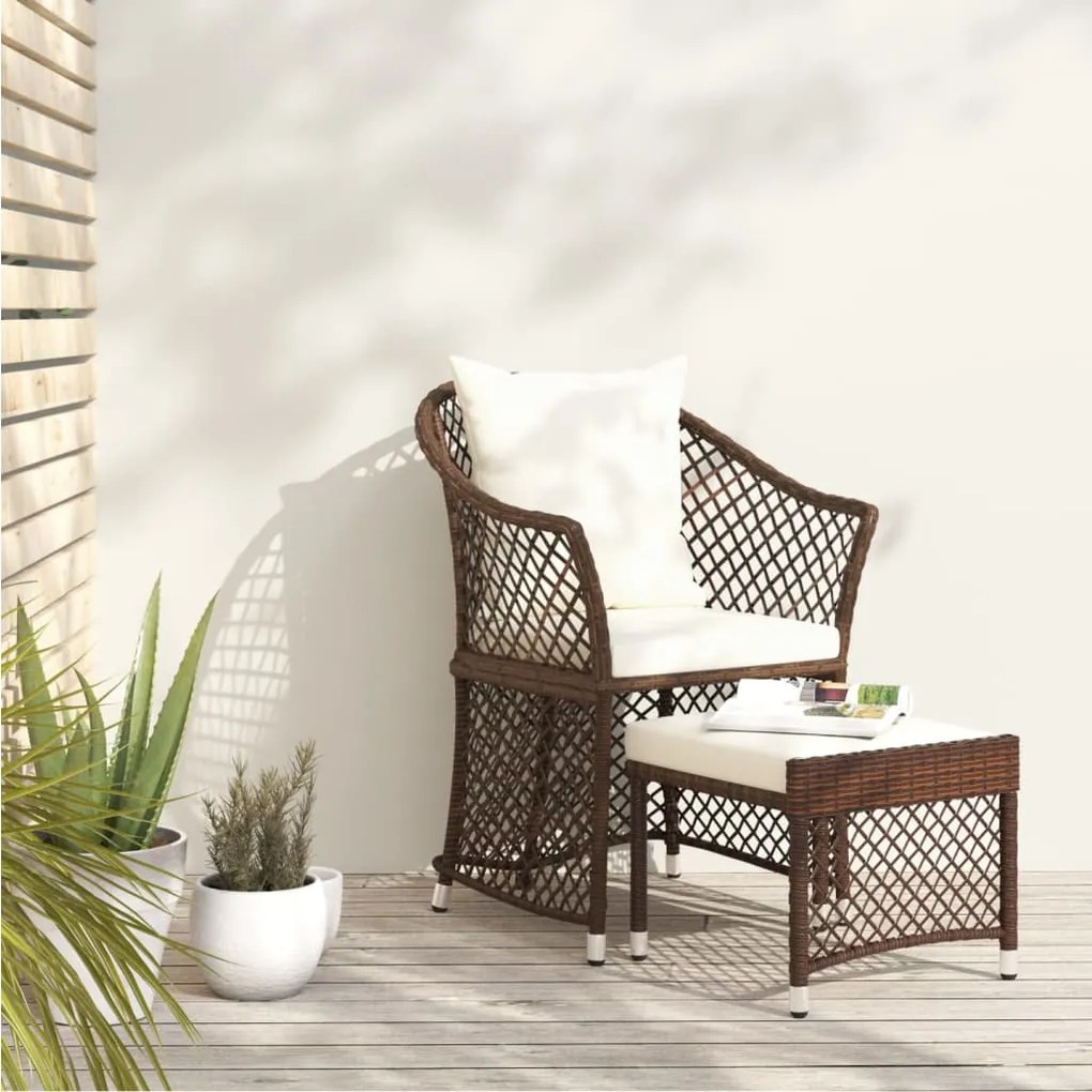 Set Divani Da Giardino 2 Pz Con Cuscini İn Polyrattan Marrone /
