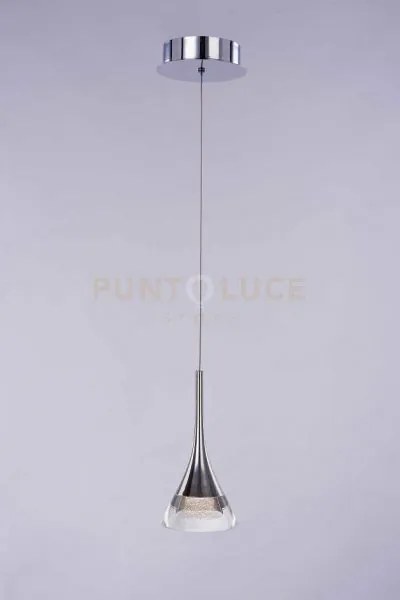 Jewel, lampada a sospensione, cristallo trasparente, cromo, led 6w,...