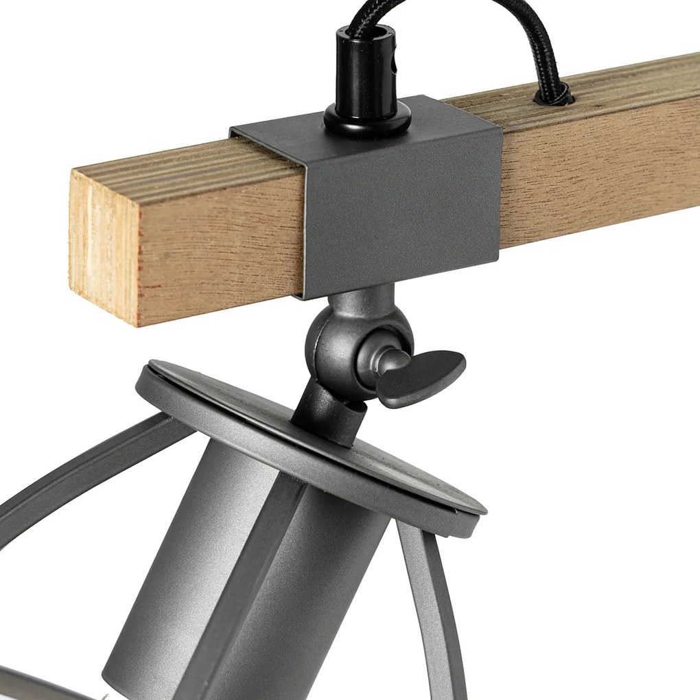 Lampada da parete intelligente grigio scuro con legno regolabile incl. Wifi A60 - Arthur